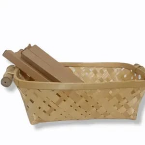 Madurai Bamboo Craft Rectangle Basket With Side Handle 6X8 Inch