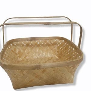 Madurai Bamboo Craft Square Basket With Handle With Color  10X10 Inch