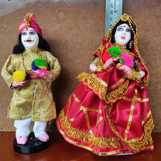 Breeze Handicrafts Wooden Doll Set Rajasthani Isar Gangaur Idols and Figurines Handmade Shiva Statue Parvati Statue for puja Home Decor and Showpiece Gift Golu Doll assorted colors