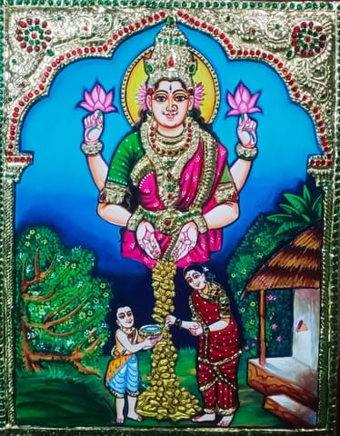 Kanagadhara Mahalaxmi Painting 18 X 15 Inches Including Wooden Frame