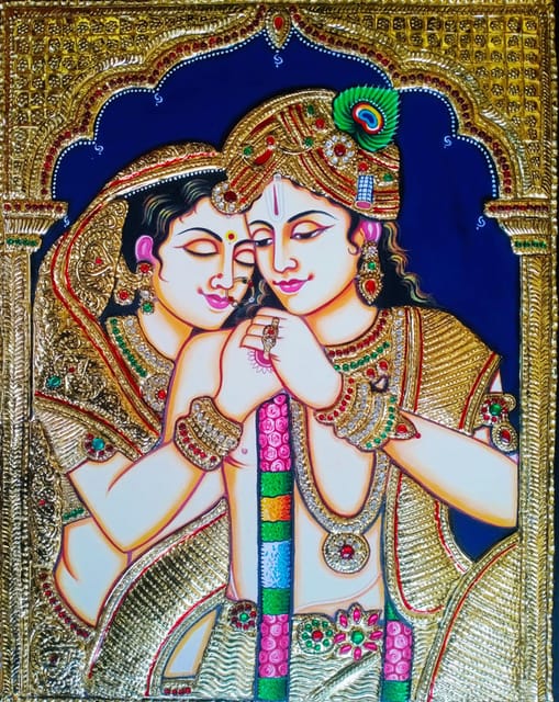 Lover Radhika Krishna Painting 24 X 20 Inches With 5" Wooden Frame