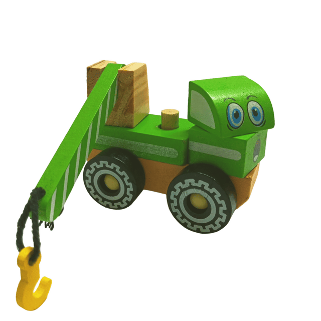 Wooden Crane Vehicle Toy