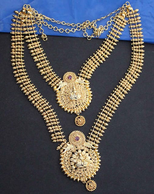 S L GOLD 1 Gram Micro Plated Lakshmi Design Haram Set A 3