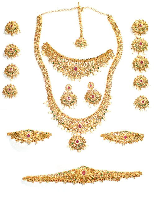 S L Gold 1 Gram Gold Micro Plated Marriage Set For Women And Girls
