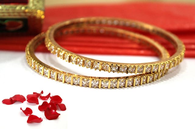 S L GOLD 1 Gram Gold Micro Plated AD Stone Bangles for Women