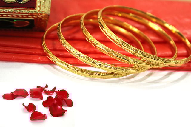 S L GOLD 1 Gram Gold Micro Plated D7 4 Pcs Regular Bangles for Women