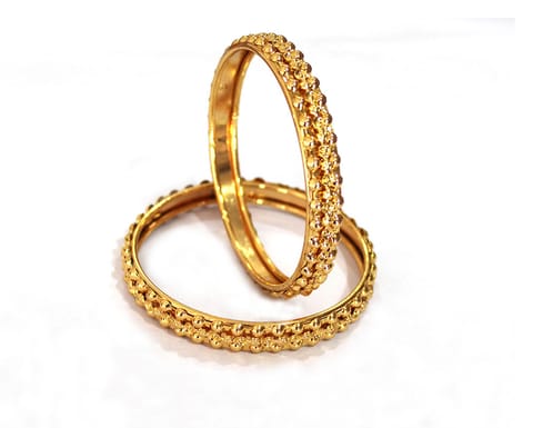 S L GOLD 1 Gram Gold Micro Plated Traditional White Gold Balls Bangles for Women and Girls