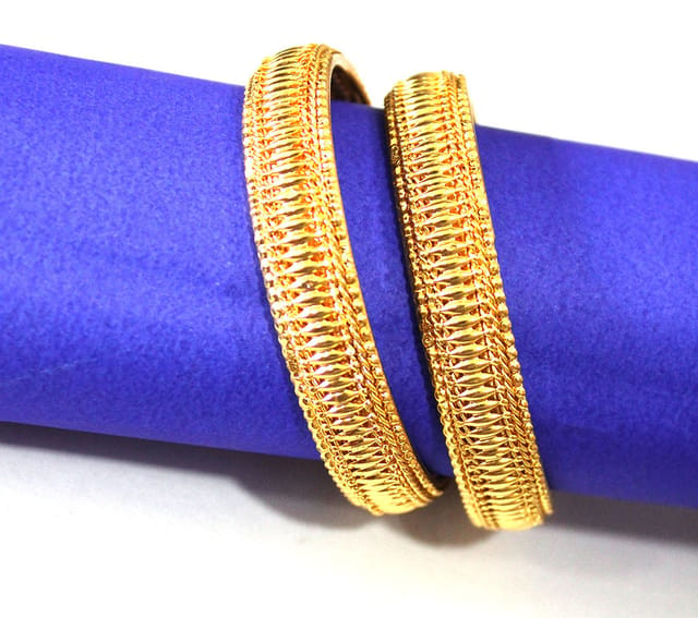 S L GOLD 1 Gram Gold Micro Platted Broad Bangles For Womens and Girls