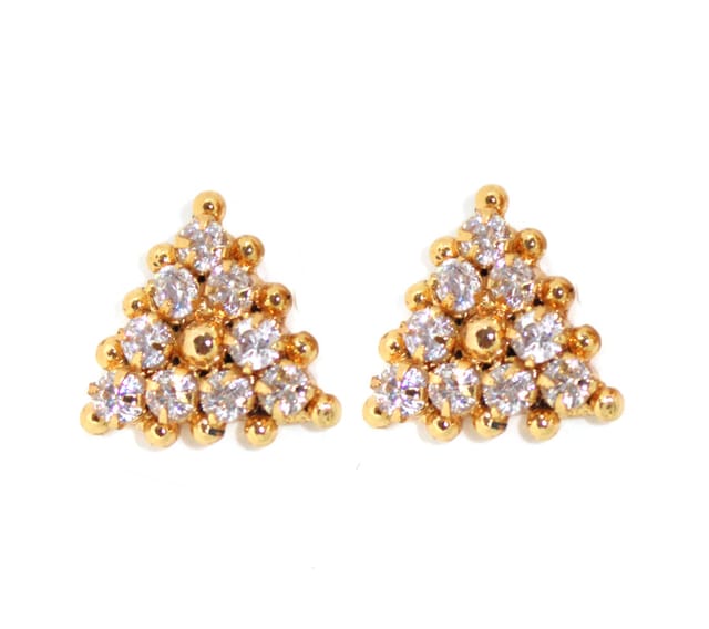 S L GOLD1 Gram Gold Micro Plated Traditional White AD Stone Earrings for Women and Girls