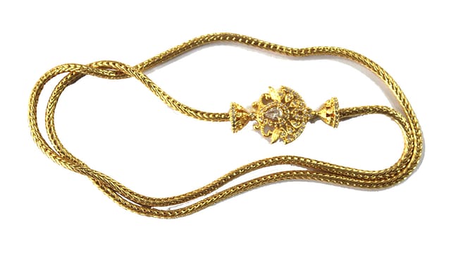 S L GOLD 1 Gram Micro Plated AD white stone Mugappu Chain A35