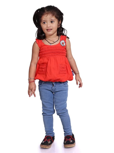 All Kids Frock Top Alone Color Orange