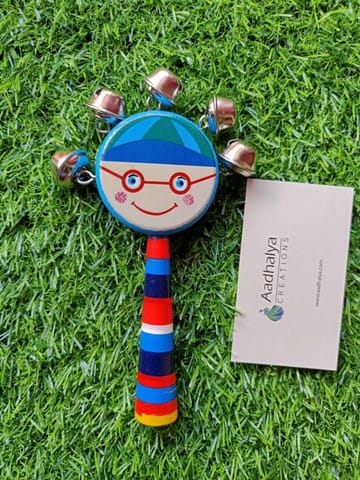 Wooden Face Rattle For Babies