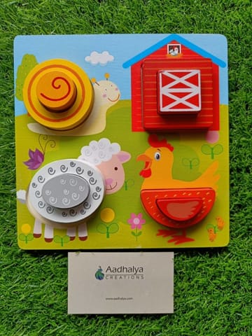 Wooden 3D Chunky Puzzles Shapes Farm Animals Theme