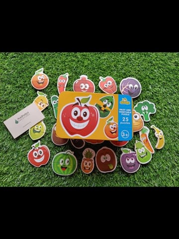 Wooden 2 Piece Puzzles Vegetables And Fruit Theme (Set Of 24 Puzzles )