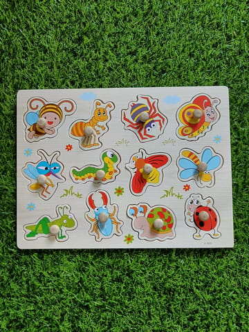 Wooden Bugs Knob Puzzle Board