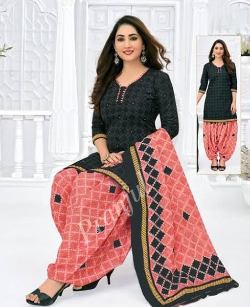Pranjul 100% Cotton Printed Patiyala Dress Material (Unstitched)