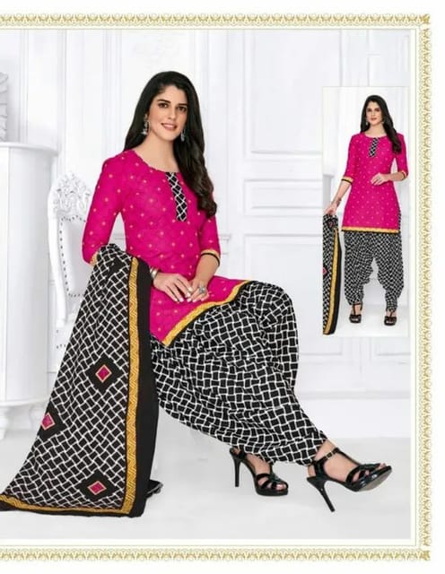 Pranjul 100% Cotton Printed Patiyala Dress Material (Unstitched)