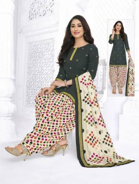 Pranjul 100% Cotton Printed Patiyala Dress Material (Unstitched)