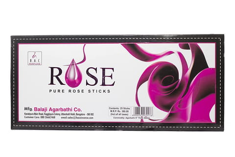 Pure Rose Incense Sticks 25 Sticks- Balaji Agarbatti Co.