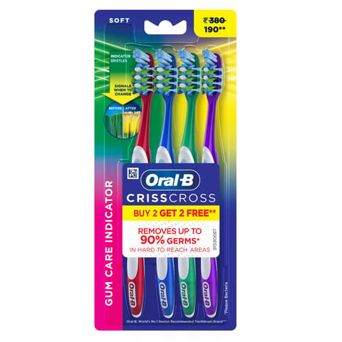 Oral B Crisscross Germ Care Soft Tooth Brush 2+2