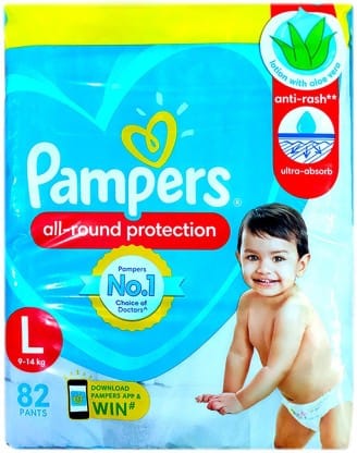 Buy Pampers All round Protection Pants, Large size baby Diapers, (L) 64  Count Lotion with Aloe Vera & Active Baby Taped Diapers, Small size Diapers,  (S) 22 count taped style custom fit
