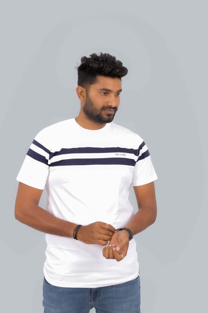 Mens T-Shirt Navy and White Color