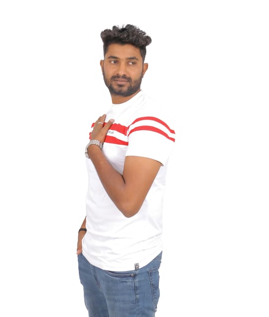 Mens T-Shirt White and Red Color