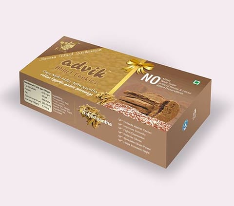 Advik Choco Filled Multimillet Cookies - Ashwagantha (120Gm)