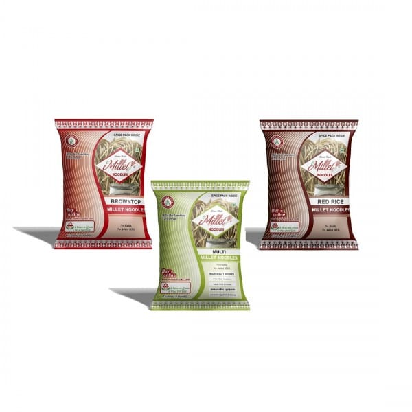 Browntop Rice, MultiMillet And Red Rice Noodles Pack Of 192g X 3 Nos