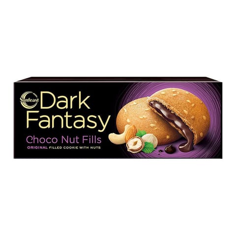 Sunfeast Dark Fantasy Choco Nut Fills, 75Gm, Original filled cookies with Nuts
