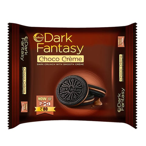 Sunfeast Dark Fantasy Chocolate Creme, 300Gm, Dark Crunchy Biscuits with Smooth creme