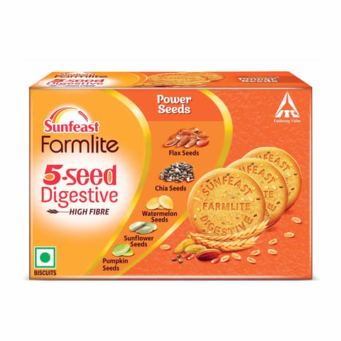 Sunfeast Farmlite 5 Seed Digestive Biscuit 250Gm, High fibre, Goodness of 5 Power Seeds and Wheat Fibre