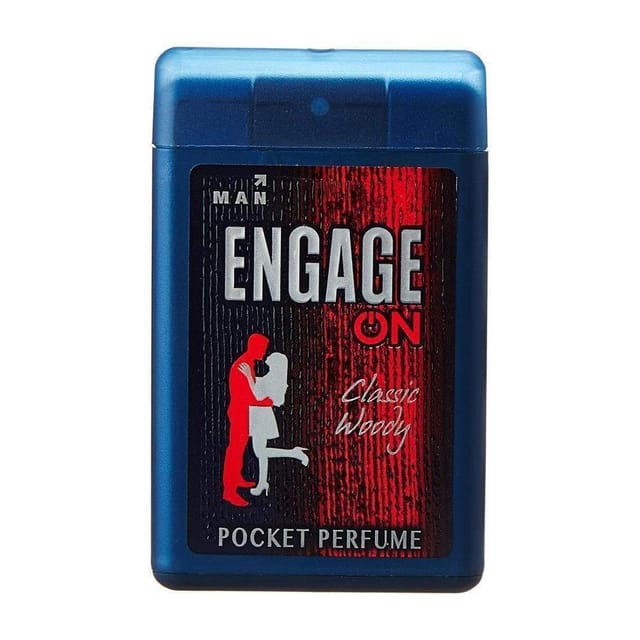 Engage On Classic Woody Pocket Perfume For Men, 18Ml, Citrus & Spicy ,Skin Friendly