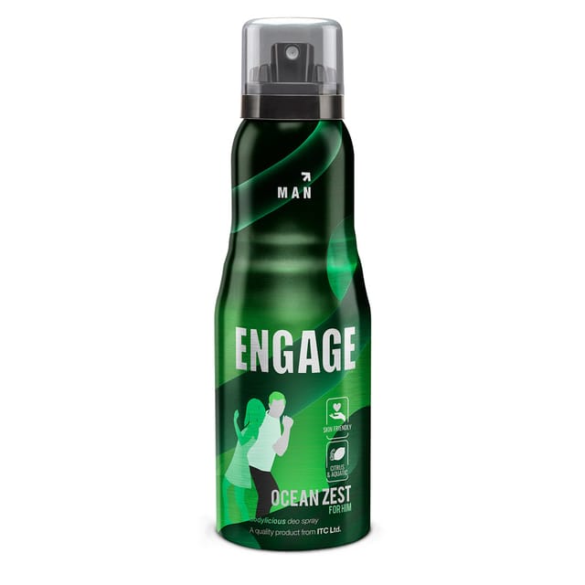 Engage Ocean Zest Deodorant For Men, Citrus And Aquatic, Skin Friendly, 150Ml