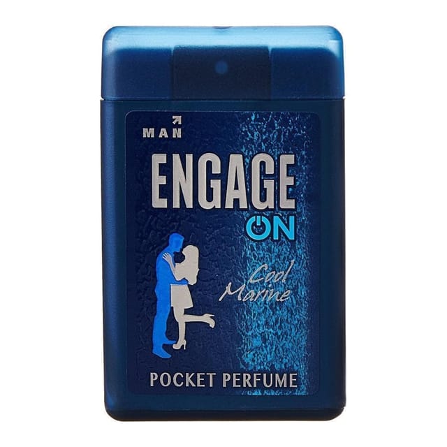 Engage On Cool Marine Pocket Perfume For Men, 18 Ml, Citrus & Fresh, Skin Friendly