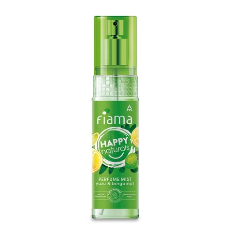 Fiama Happy Naturals Perfume Mists, Yuzu And Bergamot With Citrus And Aromatic Notes, 87% Natural Origin Content, Skin Friendly Ph, Long Lasting Fragrance, 120Ml Bottle
