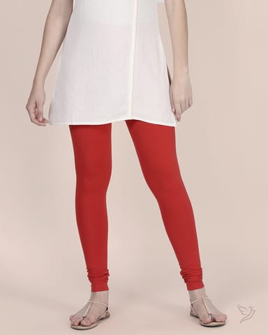 Women Cotton Churidar Legging - Red Chilli