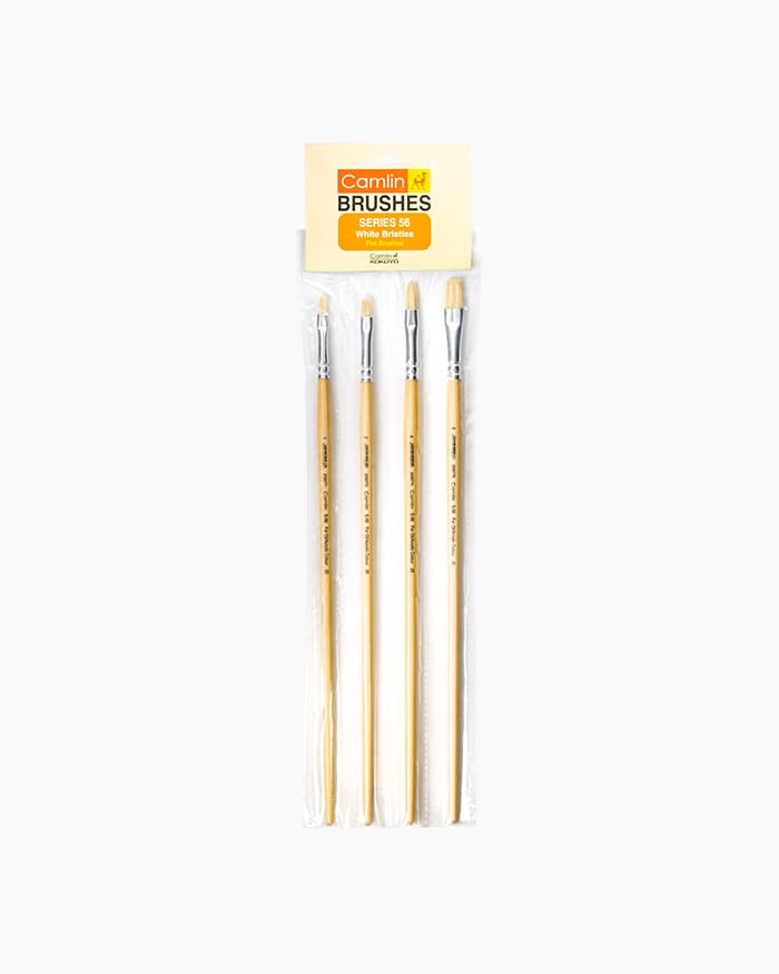 Camlin 
White 
Bristle 
Brushes 
Assorted 
pack 
of 
4 
brushes, 
Flat 
- 
Series 
56