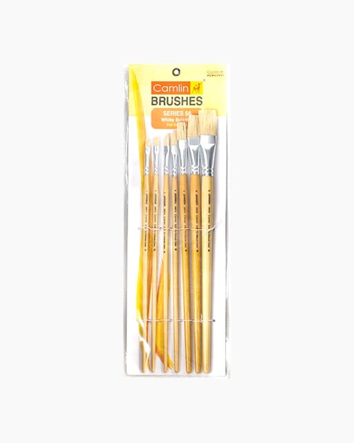 Camlin 
White 
Bristle 
Brushes 
Assorted 
pack 
of 
7 
brushes, 
Flat 
- 
Series 
56