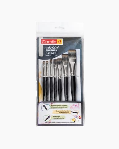 Camlin 
Artist 
Brushes 
Assorted 
pack 
of 
7 
brushes, 
Flat 
- 
Series 
69