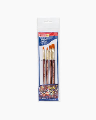 Camlin 
Synthetic 
Gold 
Brushes 
Assorted 
pack 
of 
4 
brushes, 
Flat 
- 
Series 
67