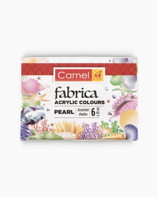 Camel Fabrica Acrylic Colours Assorted pack of 6 shades in 10 ml, Pearl range