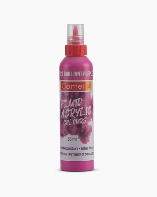 Camel Fluid Acrylic Colours Individual bottle of Brilliant Purple in 50 ml