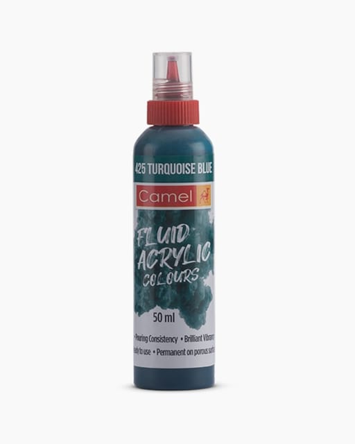 Camel Fluid Acrylic Colours Individual bottle of Turquoise Blue in 50 ml