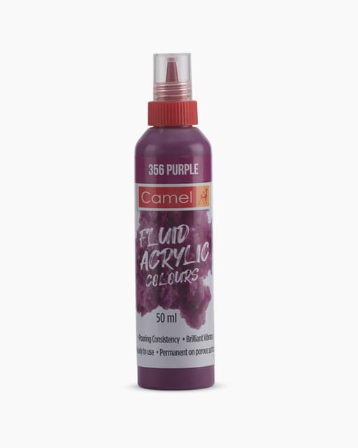 Camel Fluid Acrylic Colours Individual bottle of Purple in 50 ml