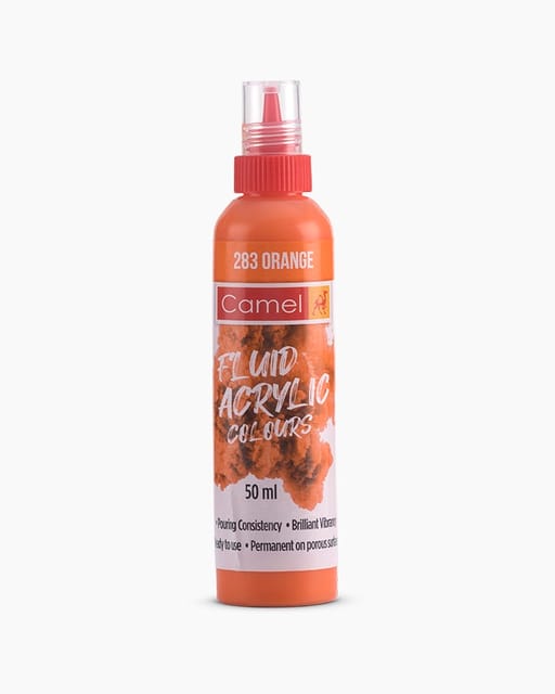 Camel Fluid Acrylic Colours Individual bottle of Orange in 50 ml