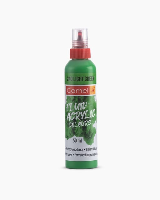 Camel Fluid Acrylic Colours Individual bottle of Light Green in 50 ml