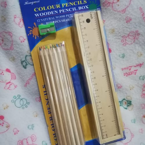 Color Pencil With Wooden Pencil Box