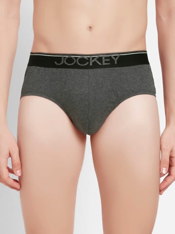 Jockey Men's Super Combed Cotton Solid Brief with Ultrasoft Waistband - Charcoal Melange