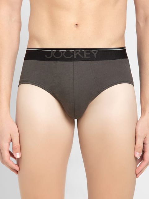 Jockey Men's Super Combed Cotton Solid Brief with Ultrasoft Waistband - Deep Olive